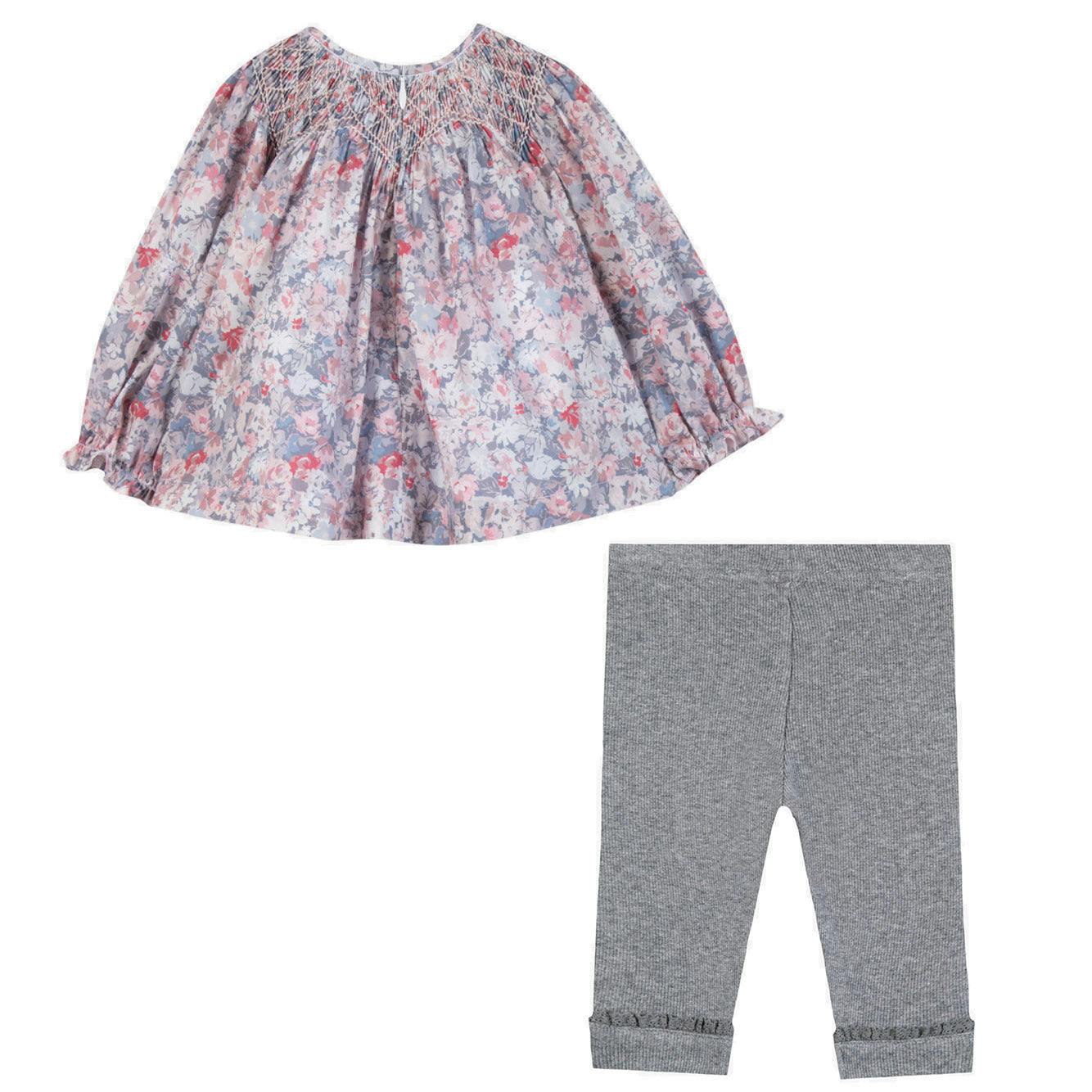 TARTINE ET CHOCOLAT Liberty Blouse Baby Set - Gris Moyen Chiné
