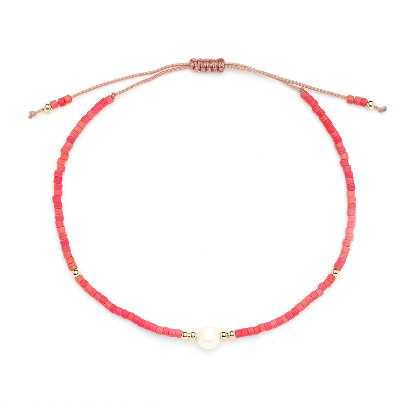 Kids Pink Beaded Pearl Bracelet