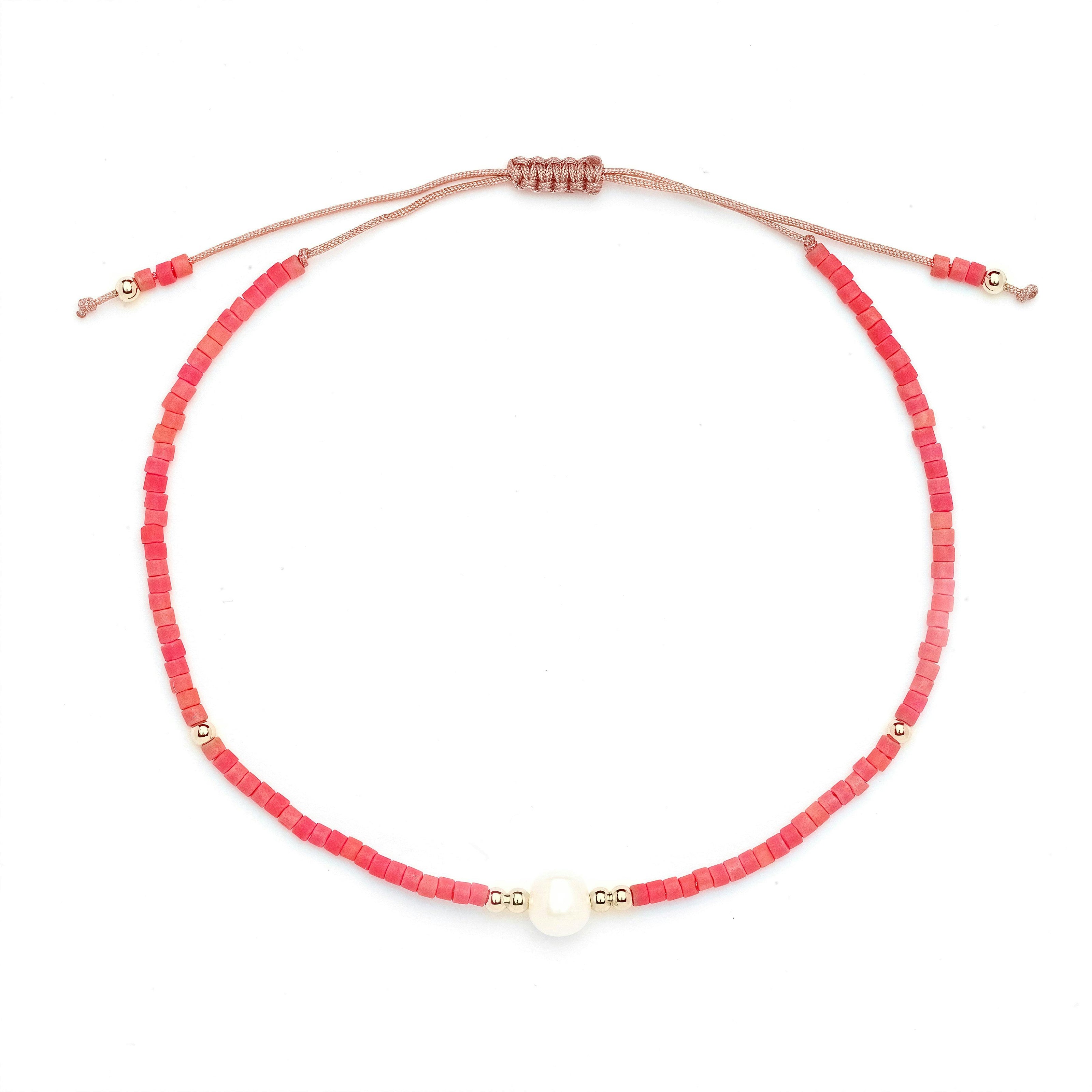 Kids Pink Beaded Pearl Bracelet