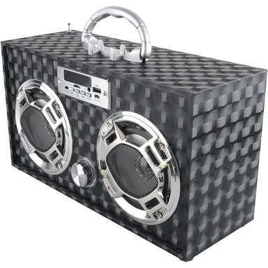 Bluetooth FM Radio W LED  Speakers Black Boombox