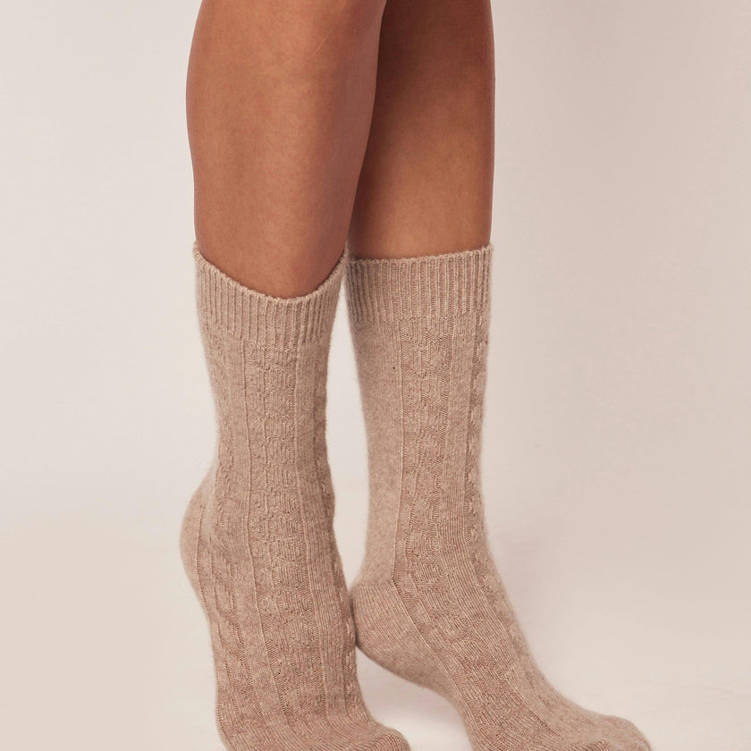 Women's Cashmere Socks in Camel