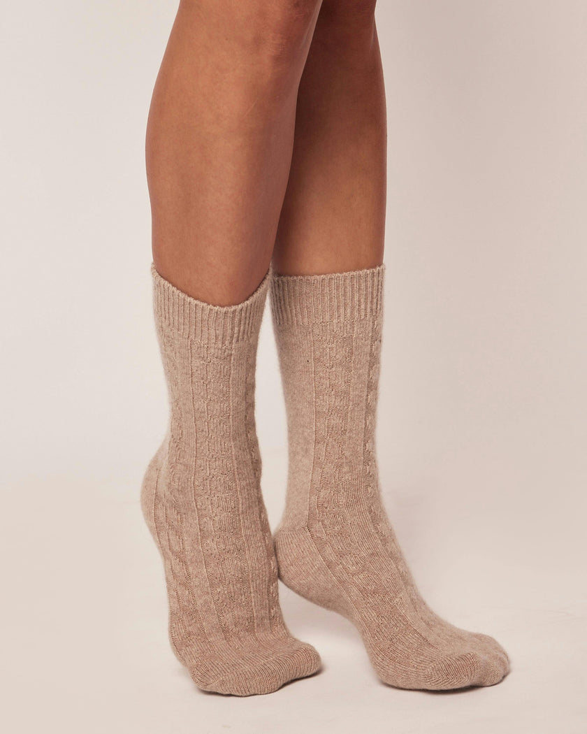 Women's Cashmere Socks in Camel