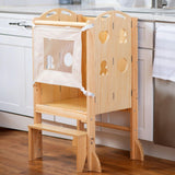 Laurel 4-in-1 Foldable Kitchen Tower, Step Stool, Slide & Chalkboard for Toddlers