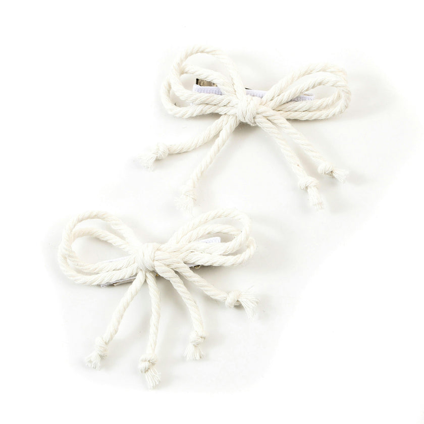 Halo Luxe Bea Braided Rope Double Clip Set - Ivory