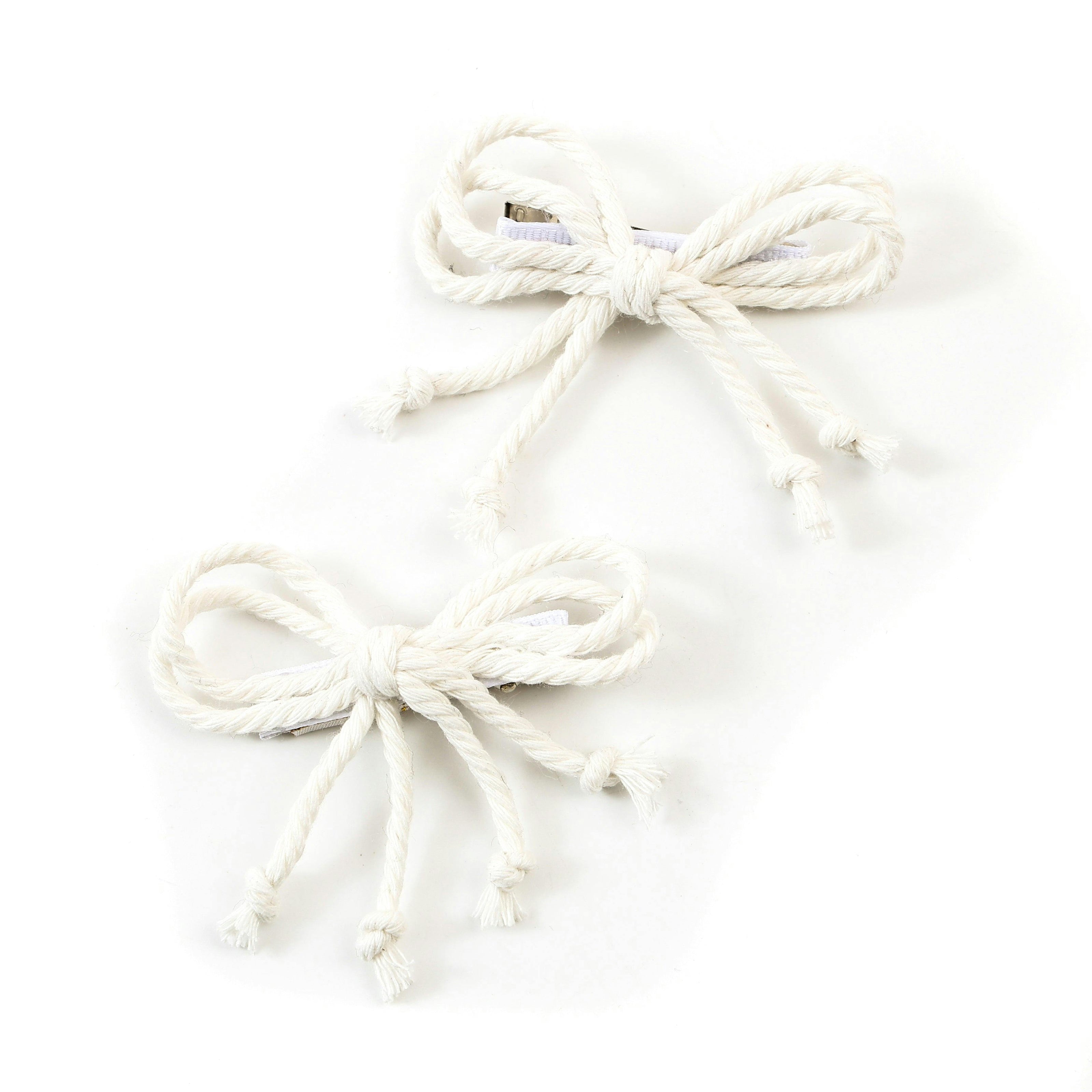 Halo Luxe Bea Braided Rope Double Clip Set - Ivory