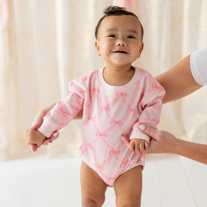 Bow Trellis Long Sleeve Romper