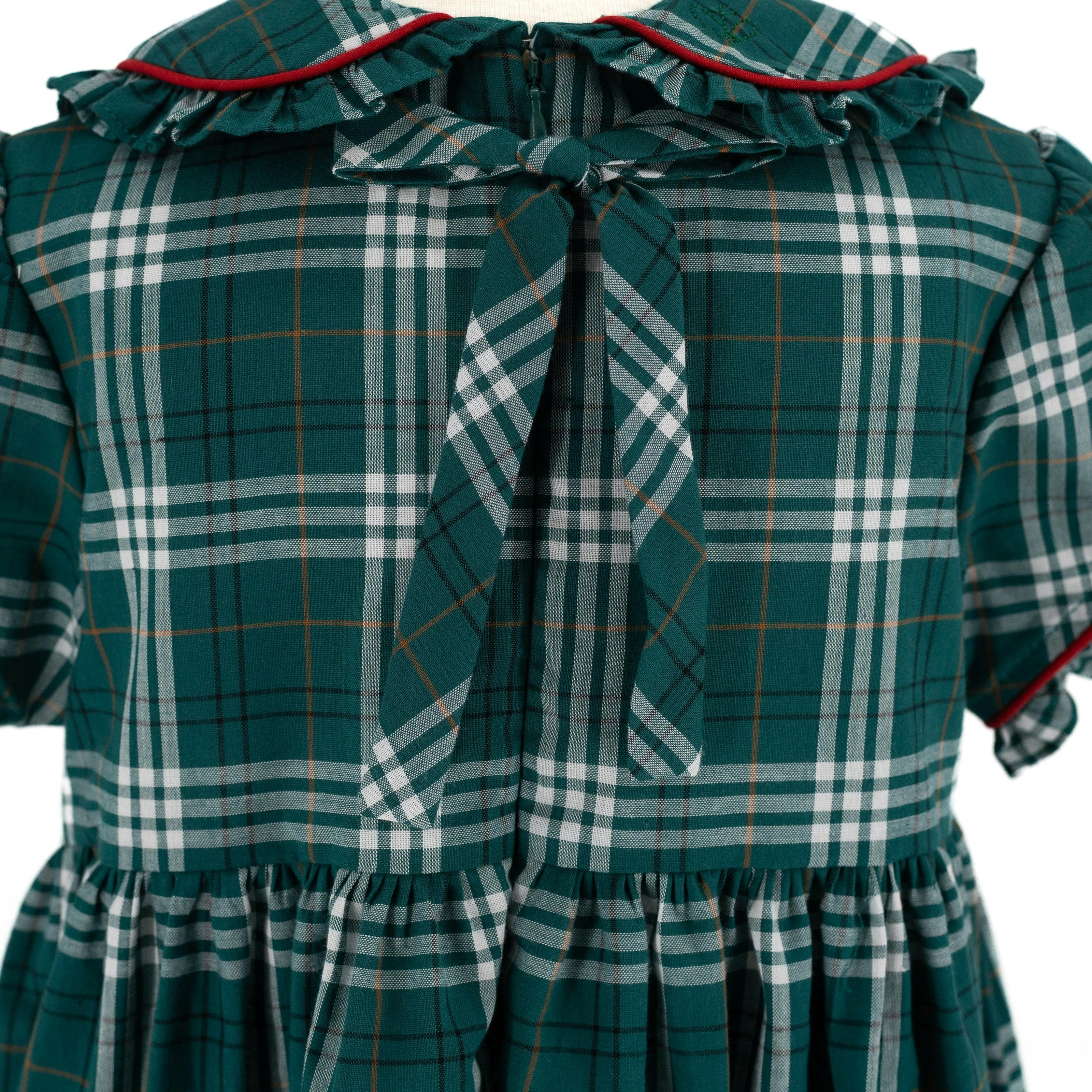 Ariella Girl Dress - Green Tartan