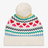 Kids knit beanie in heart fair isle