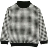 Unisex Soft Gingham Contrast Mock Neck & Cuff Top