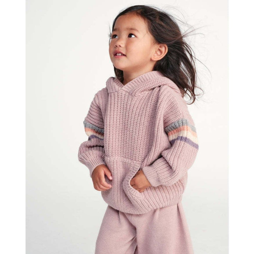 Chunky Ribbed Knit Long Sleeve Front Pocket Boxy Fit Hooded Sweater