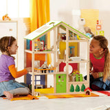All Seasons Wooden Dollhouse - Kids Furnished Wooden Playset