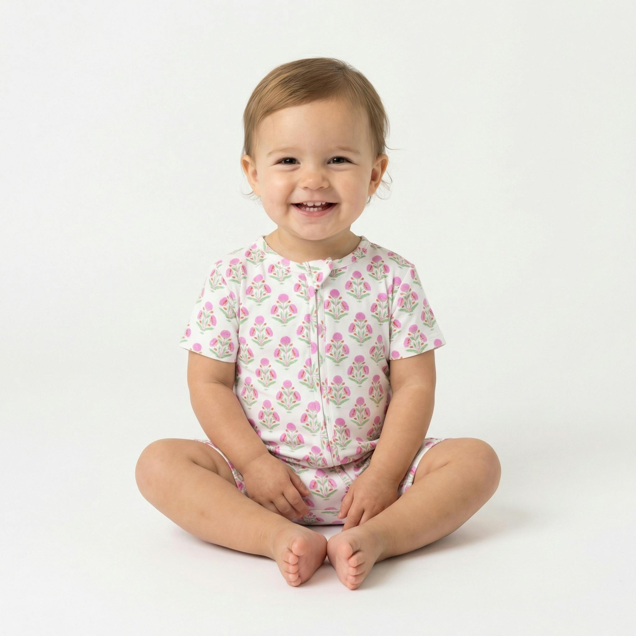 Pink Posy Short Sleeve & Shorts Bamboo Sleeper