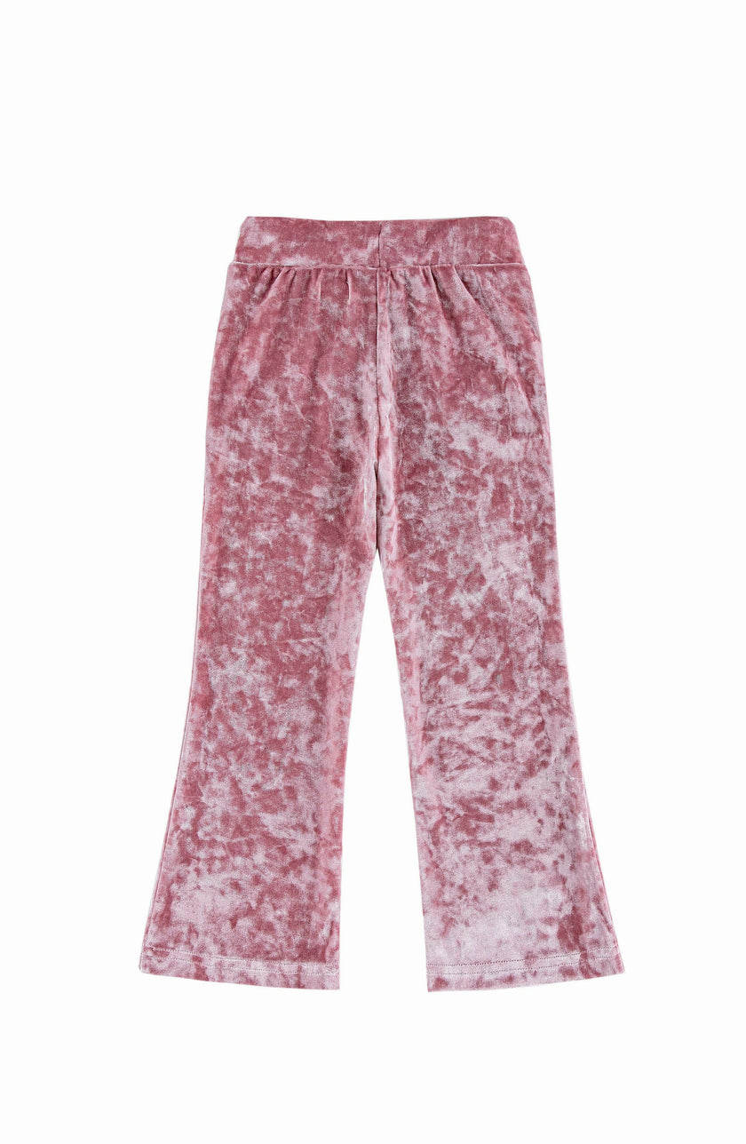 Velvet Yoga Pant with Embroidered Hearts, Rose Pink
