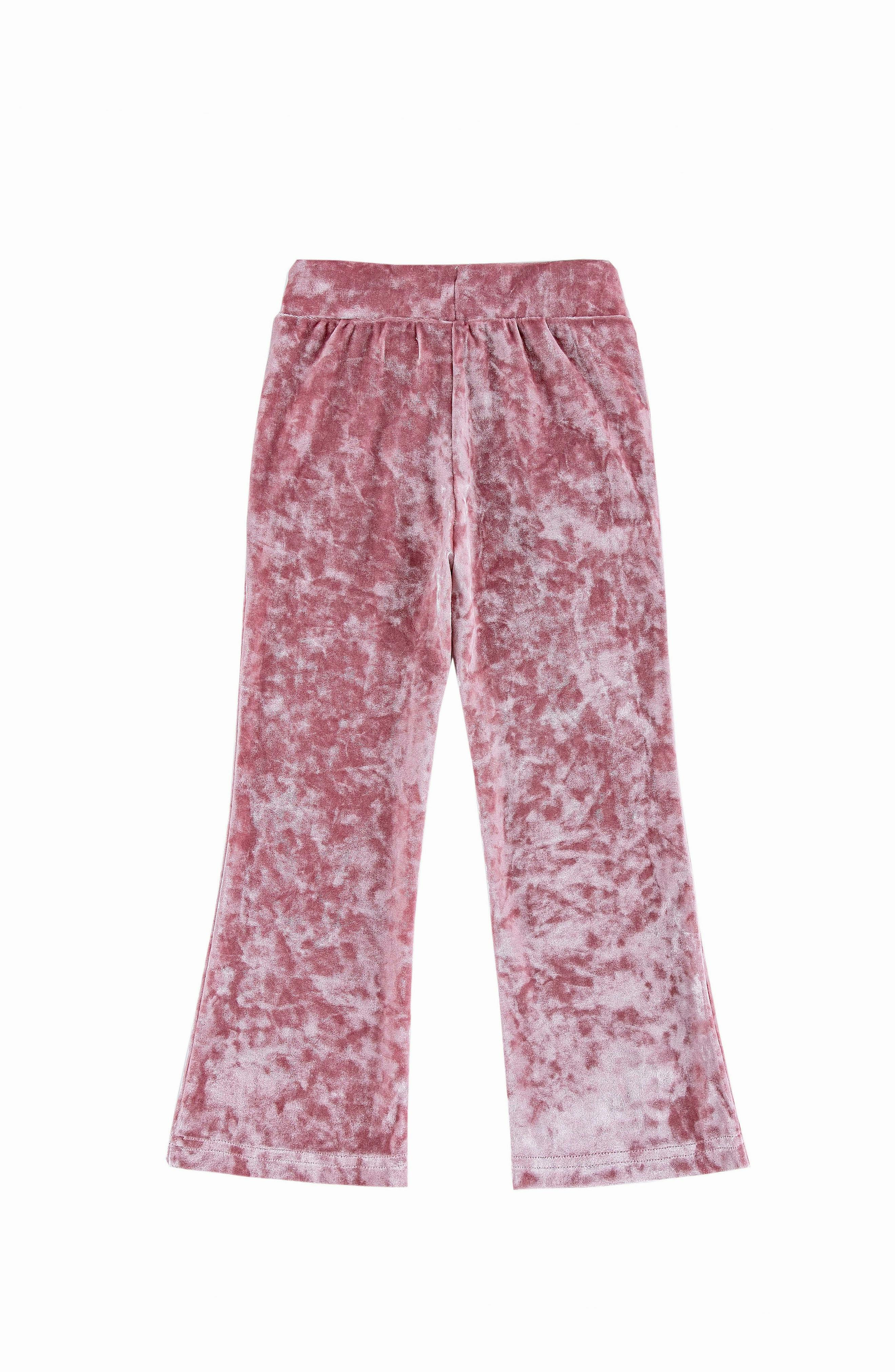 Velvet Yoga Pant with Embroidered Hearts, Rose Pink