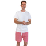Men's Red Stripe Jersey Sleep Shorts - Organic Stretch Cotton