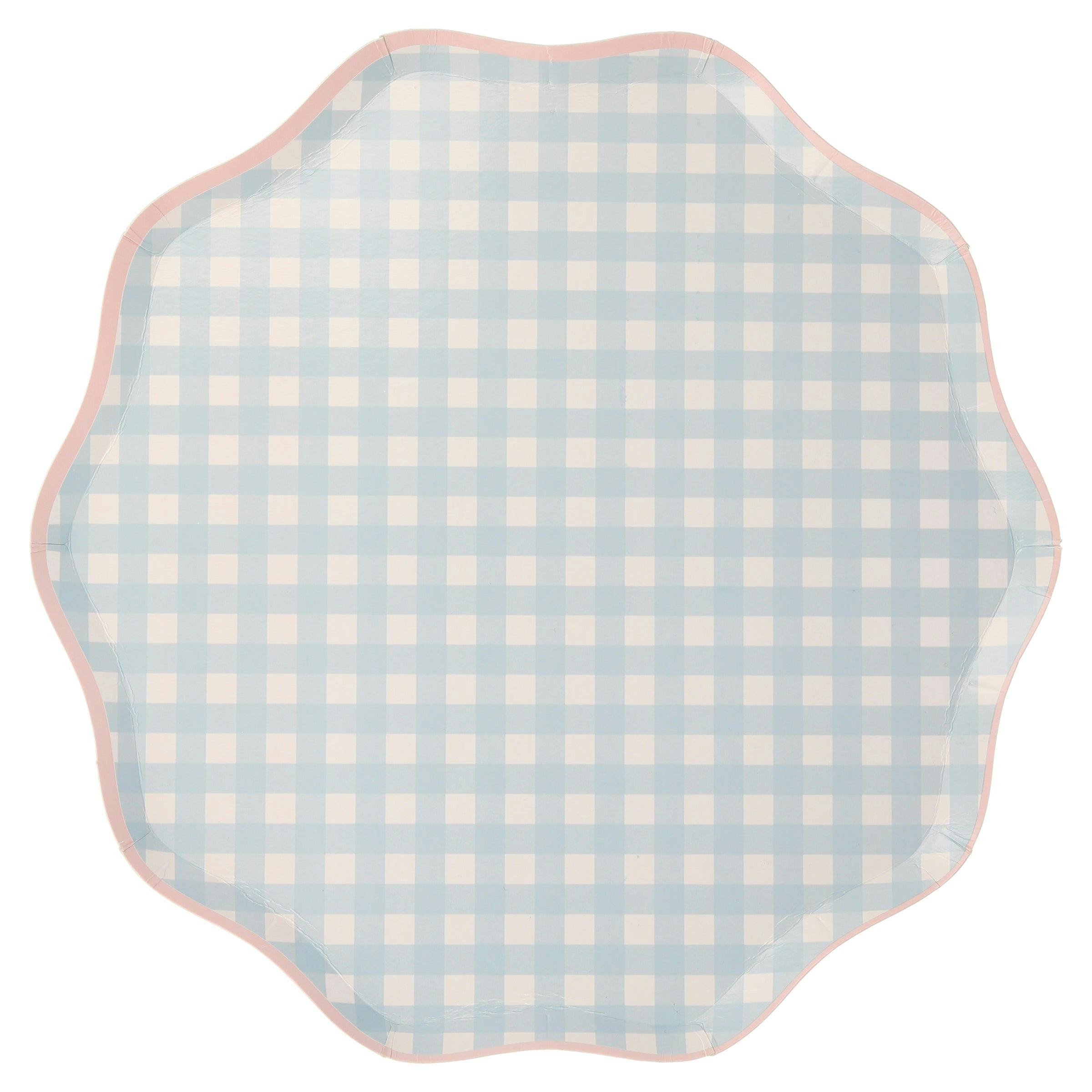 Set of 12 Gingham Dinner Plates