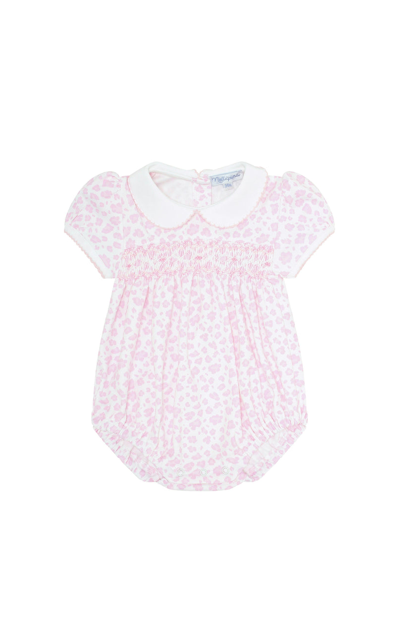 Pink Cheetah Print Smocked Bubble