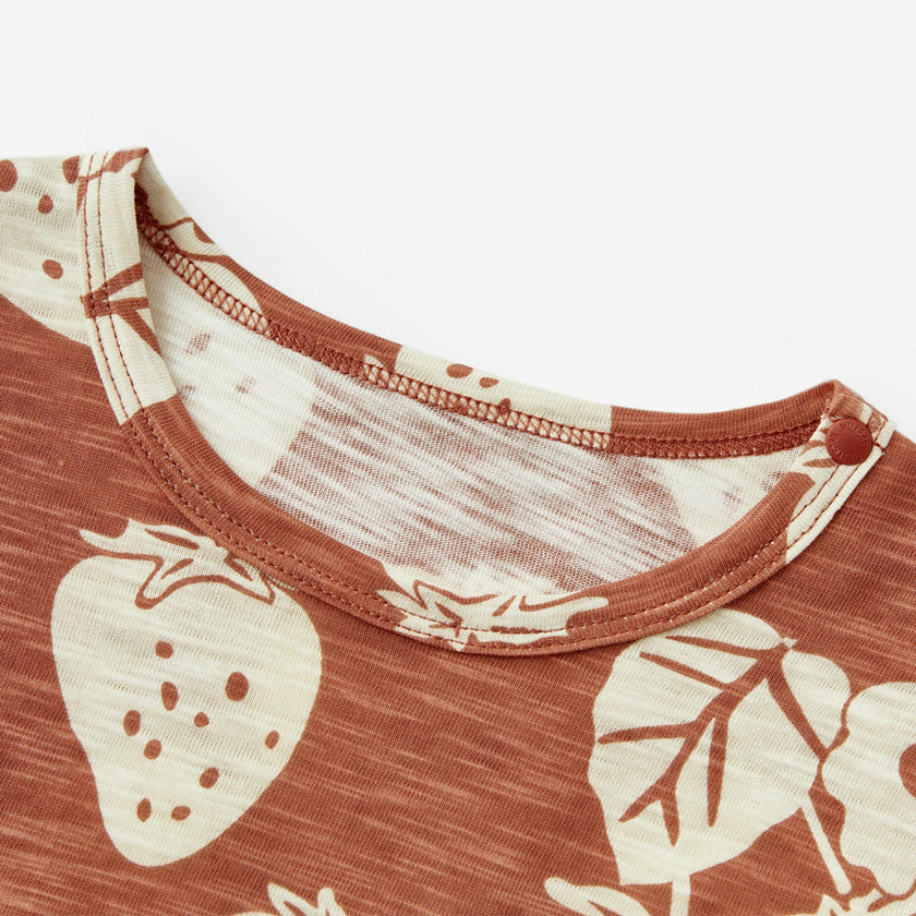 Strawberry Silhouette Slub Cotton Pocket Tee