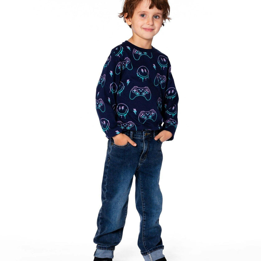 Long Sleeve Organic Cotton Allover Print Tee