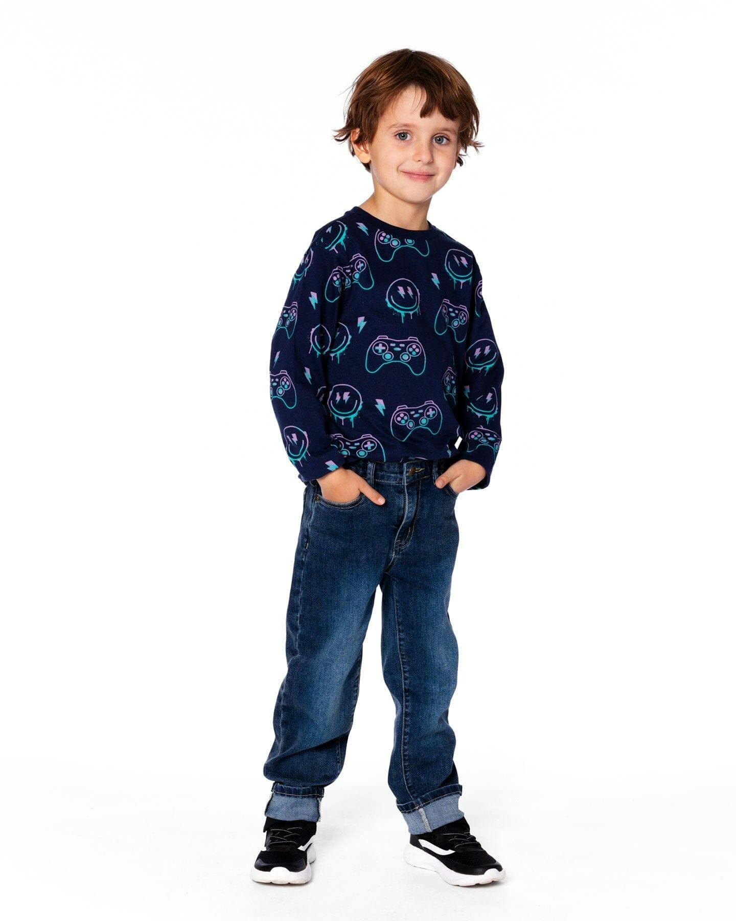 Long Sleeve Organic Cotton Allover Print Tee