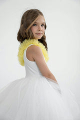One Shoulder Yellow Ruffle Tutu Dress