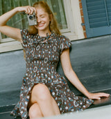 The Gia Mini Nap Dress - Chocolate Swedish Floral