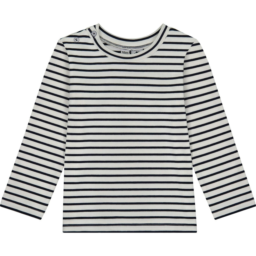 Henry Button Shoulder Long Sleeve Tee, Stripes