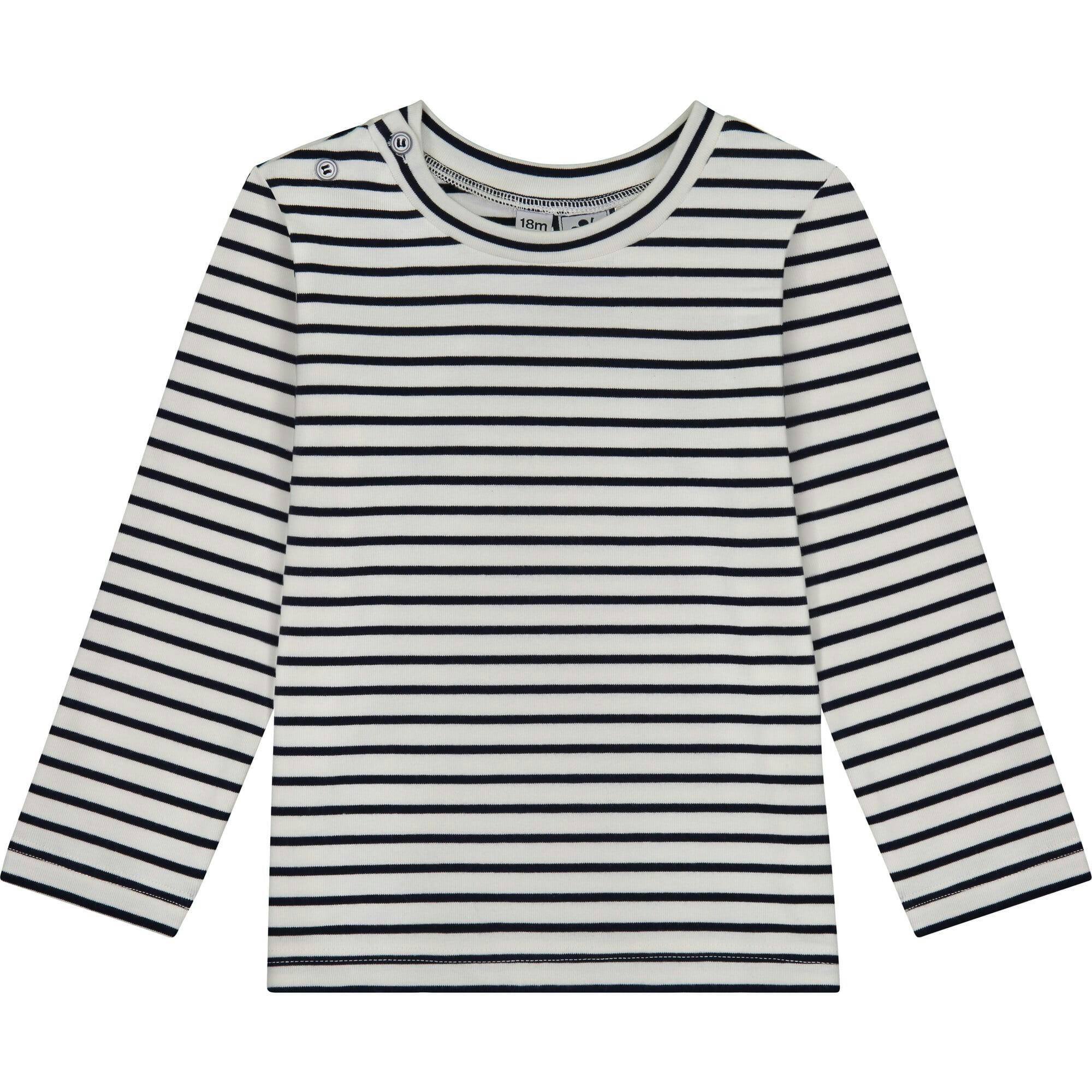 Henry Button Shoulder Long Sleeve Tee, Stripes