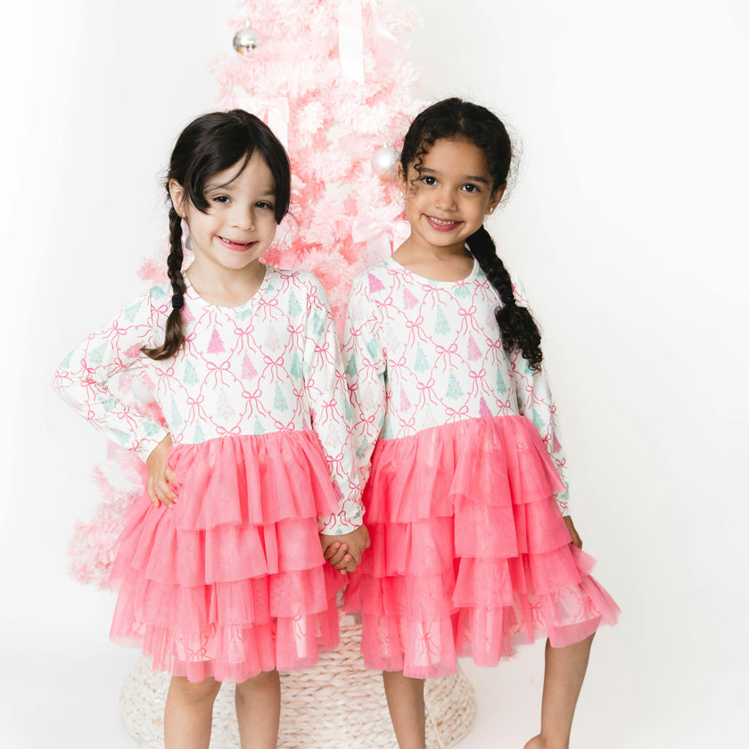 Bow Trellis Tree - Bamboo - Twirly Long Sleeve Tutu Dress and Cartwheel Short