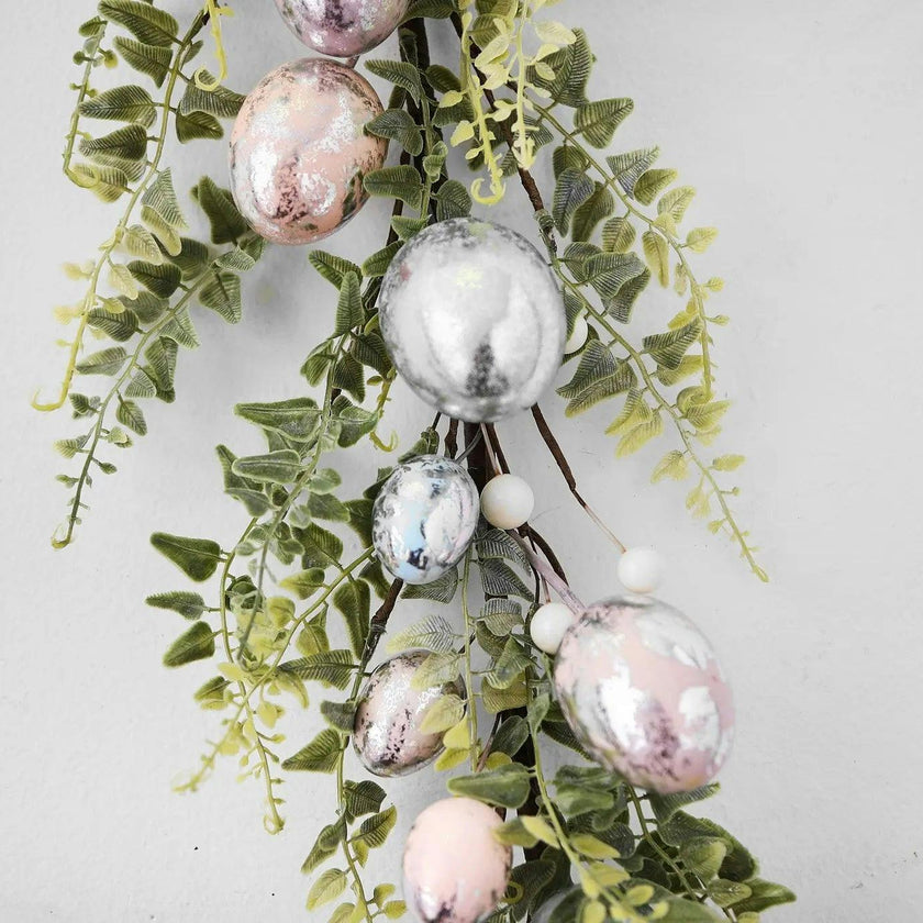 Pink, Blue and Silver Metallic Foil Speckle Easter Egg Garland