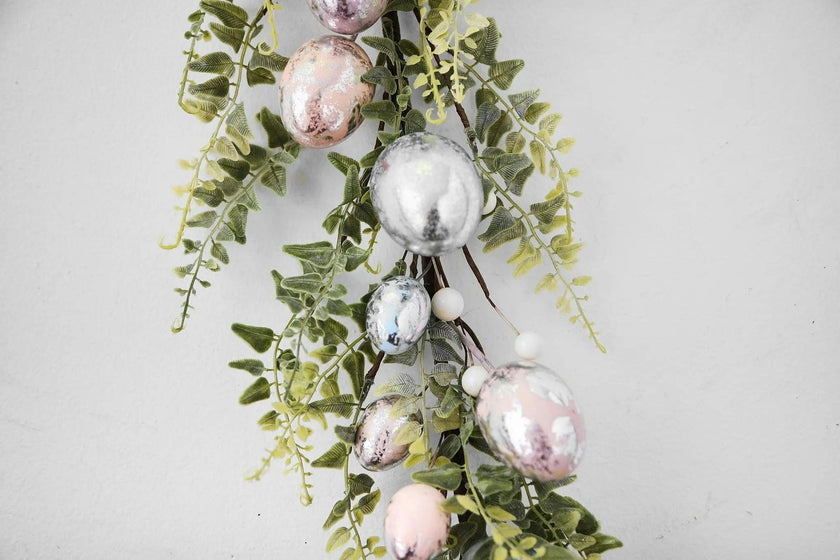 Pink, Blue and Silver Metallic Foil Speckle Easter Egg Garland