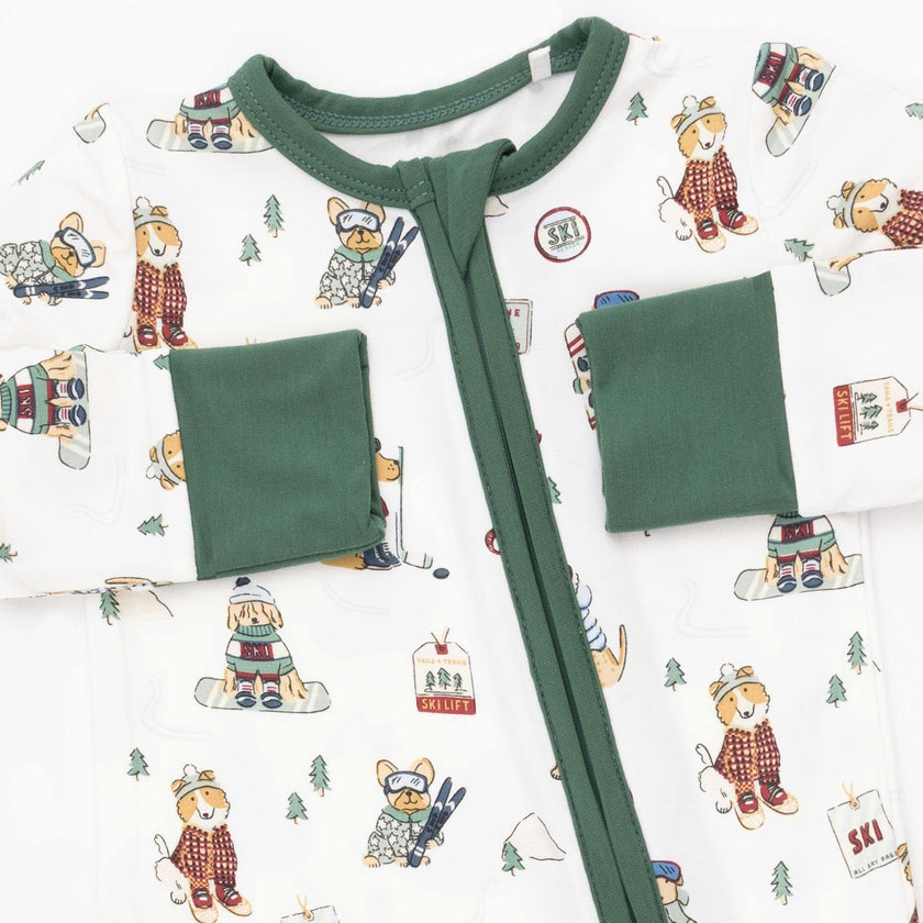 Winter Sports Dogs Green - Convertible Romper