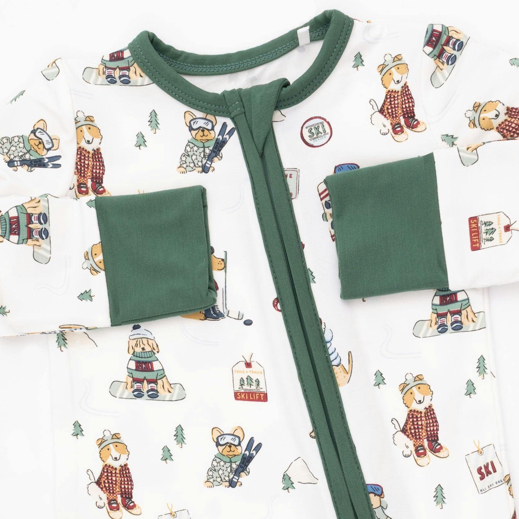Winter Sports Dogs Green - Convertible Romper