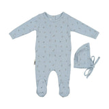 Pointelle Leaves Footie and Beanie Set