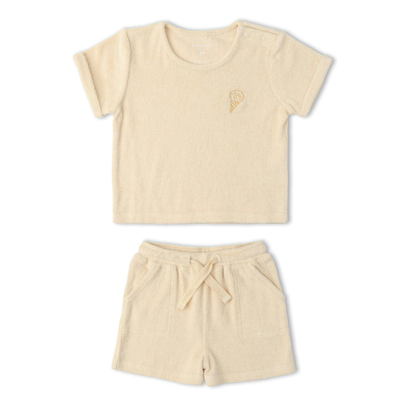 Organic Terry Tee & Shorts Set - Butter Yellow