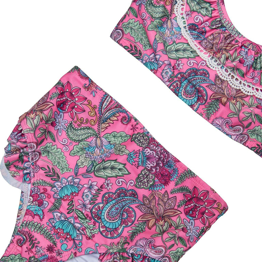 Girls Ruffle Neckline Bikini (Liberty Print)