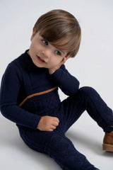 Overall Cable Knit Button Front Overalls and Top Two Piece Set