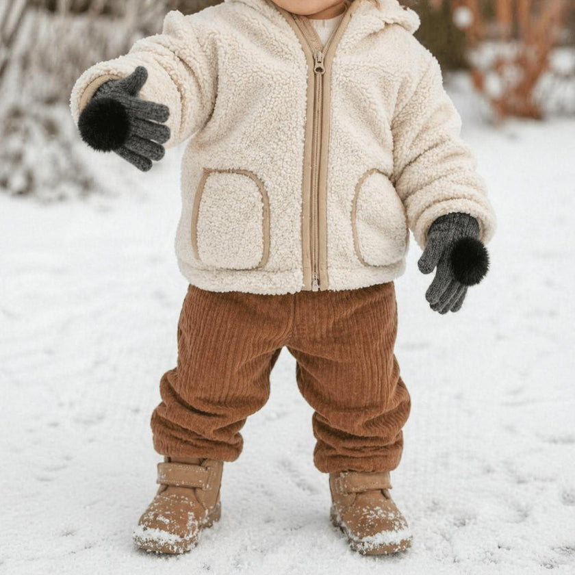 Faux Fur Pom Pom Gloves