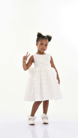 White Kreisler Sequin Bow Rose Dress