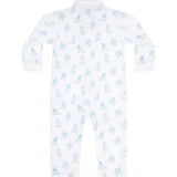 Blue Puppy Love Print Romper long sleeve