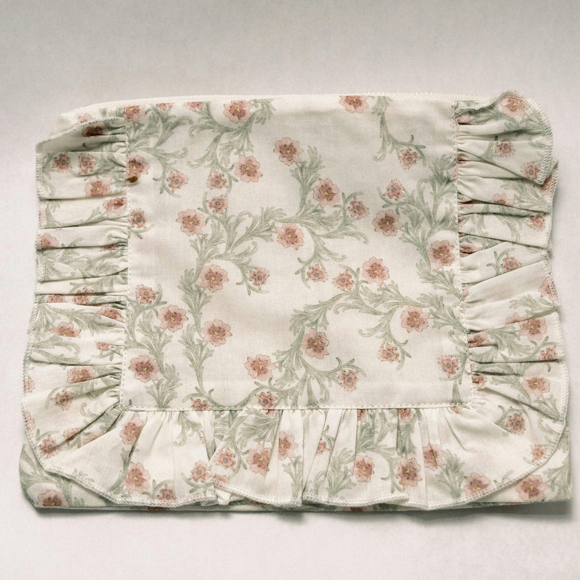 Lilac Vine Scroll Timeless Floral Ruffle Zipper Pouch