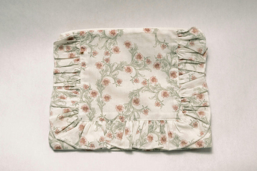 Lilac Vine Scroll Timeless Floral Ruffle Zipper Pouch
