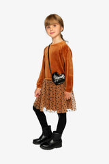 Bi-Material Dress Brown