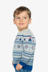 Jacquard Knit Sweater Blue And Beige
