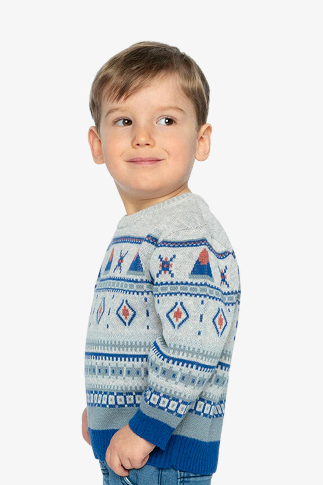 Jacquard Knit Sweater Blue And Beige