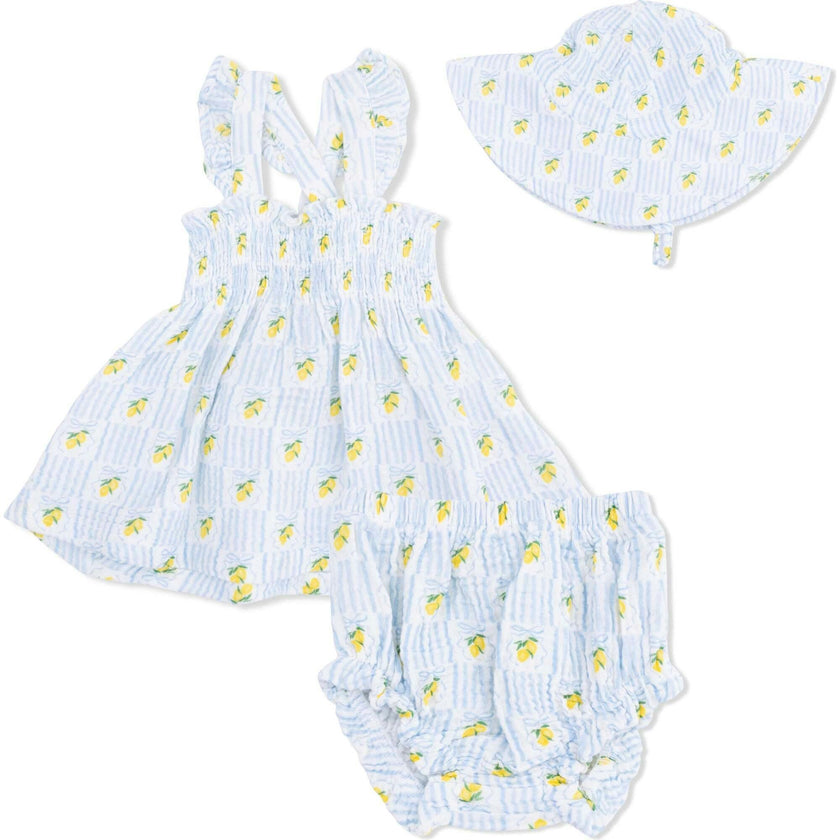 Lovely Lemons - Smocked Top with Bloomer & Sun Hat Set