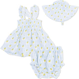 Lovely Lemons - Smocked Top with Bloomer & Sun Hat Set