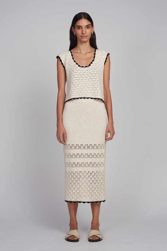 ZARIA CROCHET TOP | IVORY W/ BLACK TIPPING