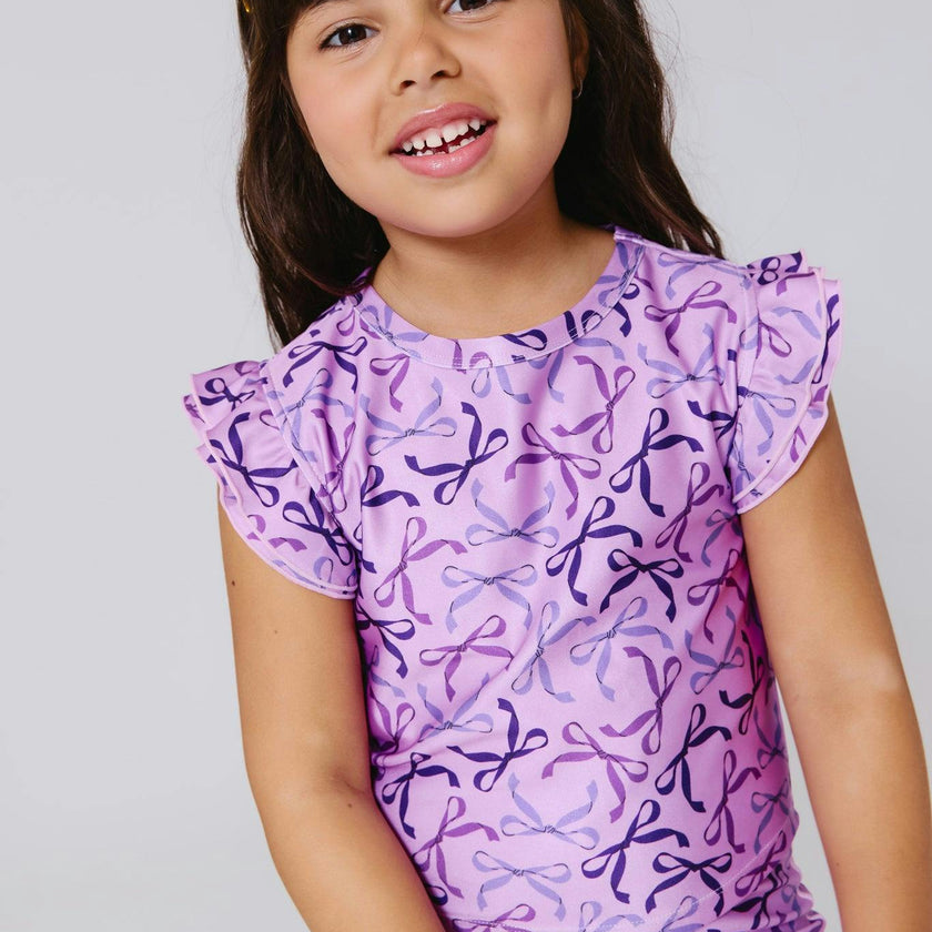 Girls Hi-Shine Ruffle Crop Top
