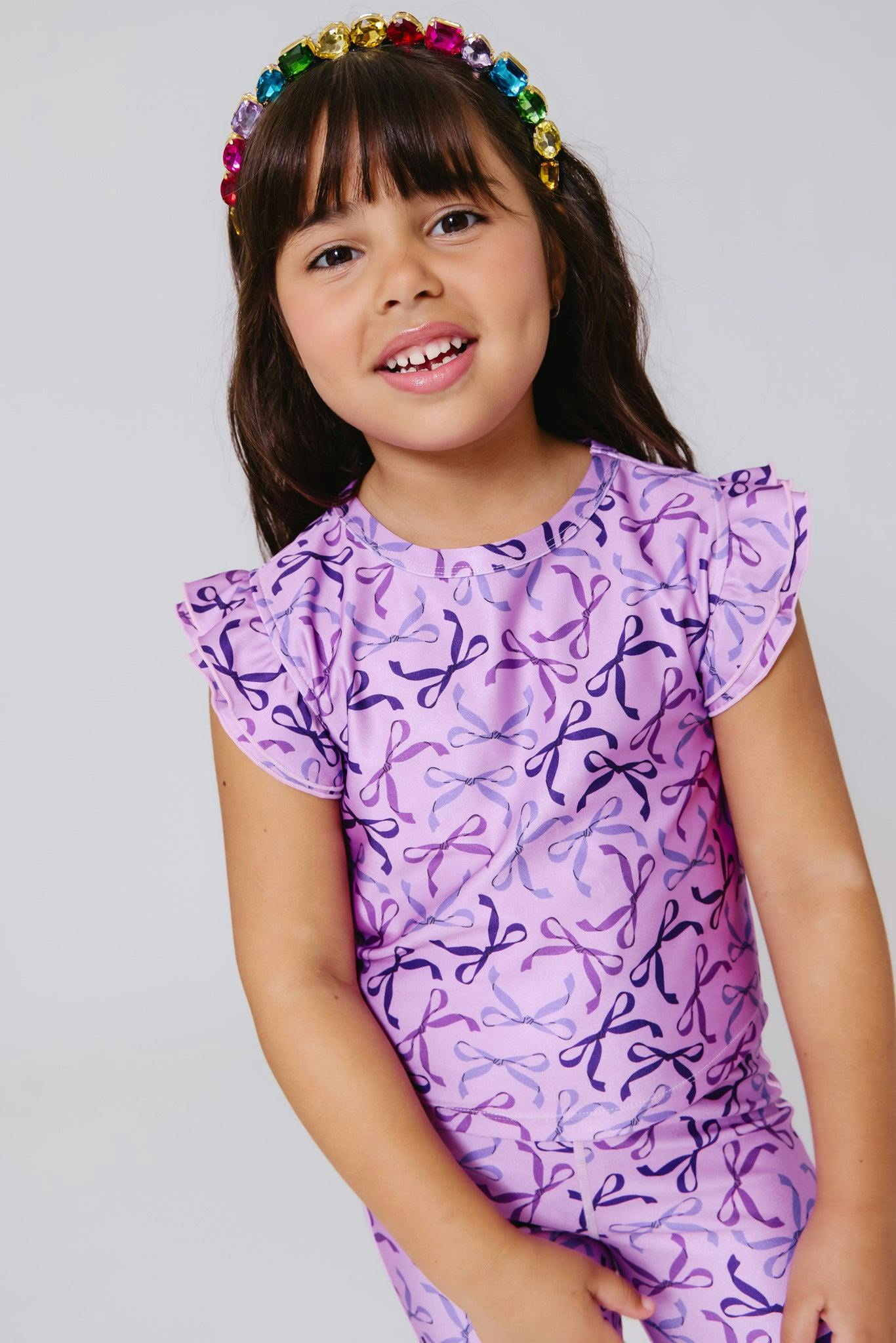 Girls Hi-Shine Ruffle Crop Top